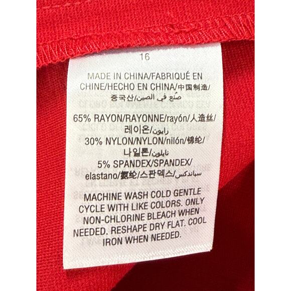 INC Glam Red High Waist Stretch To Ankle Skinny Pants Bottoms Size 16 - Picture 8 of 9